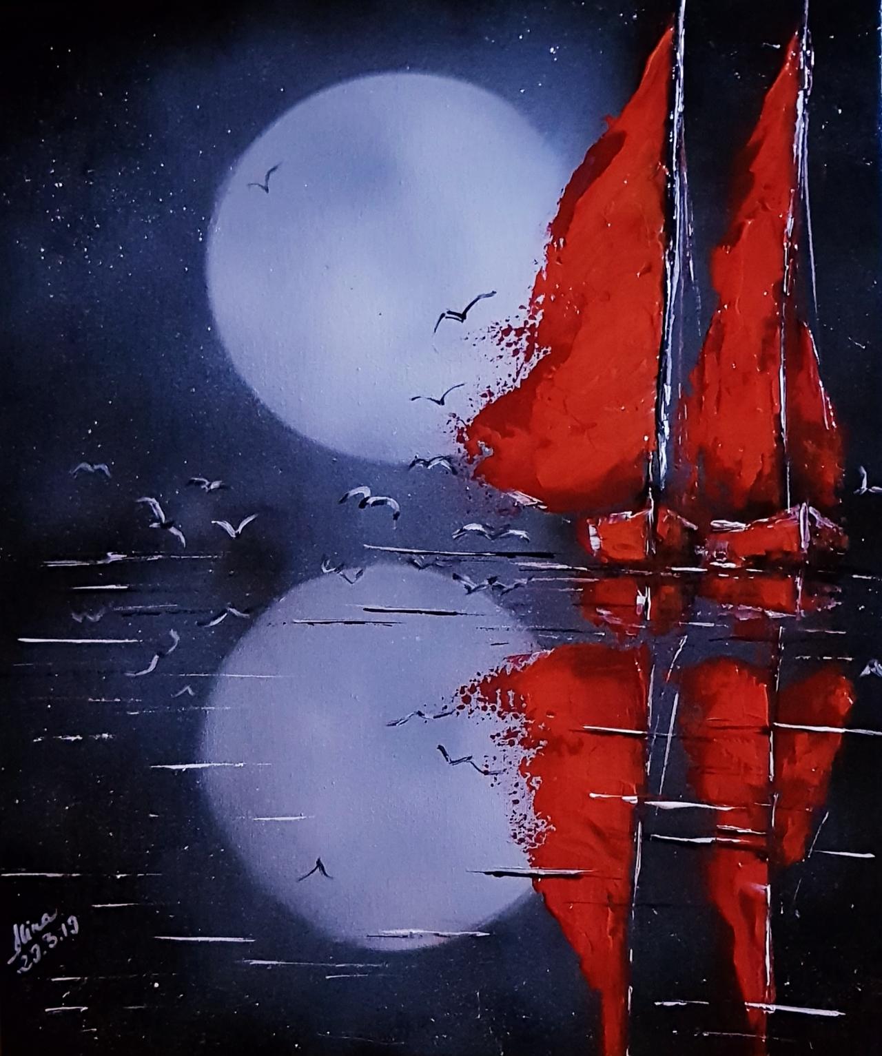 ArteDiAlina.com painting: on the other side of the moon
